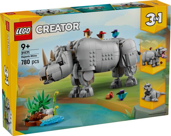 LEGO Creator 3in1 Wild Animals: Majestic Rhino With Birds (31171) (0)